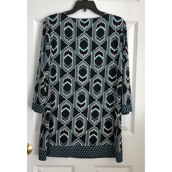 WHITE HOUSE BLACK MARKET TUNIC TOP BLOUSESSIZE LARGE KEYHOLE NECK GREEN CAREER - Picture 3 of 7